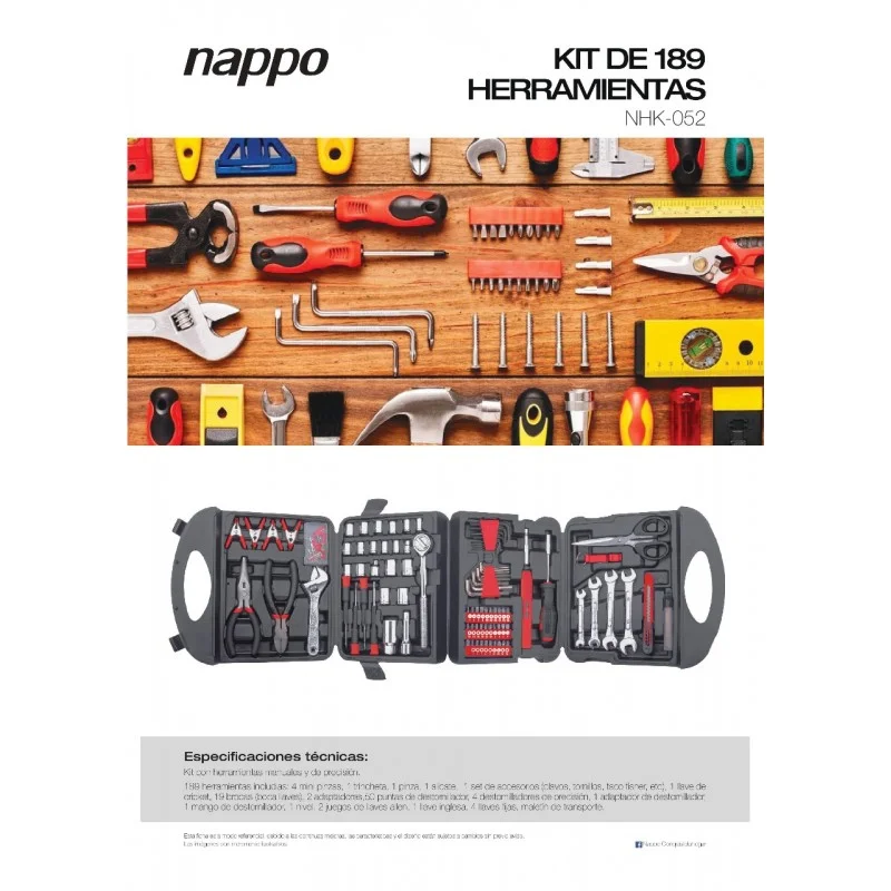 KIT DE HERRAMIENTAS MANUALES NAPPO  159 PIEZAS NHK-053 3