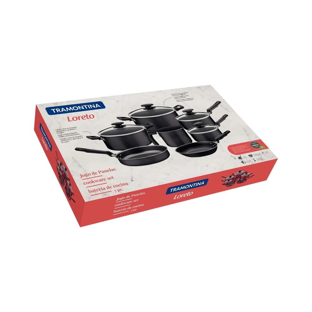 JUEGO DE OLLAS TRAMONTINA 7PZAS LORETO ROJO TA20399/783 2