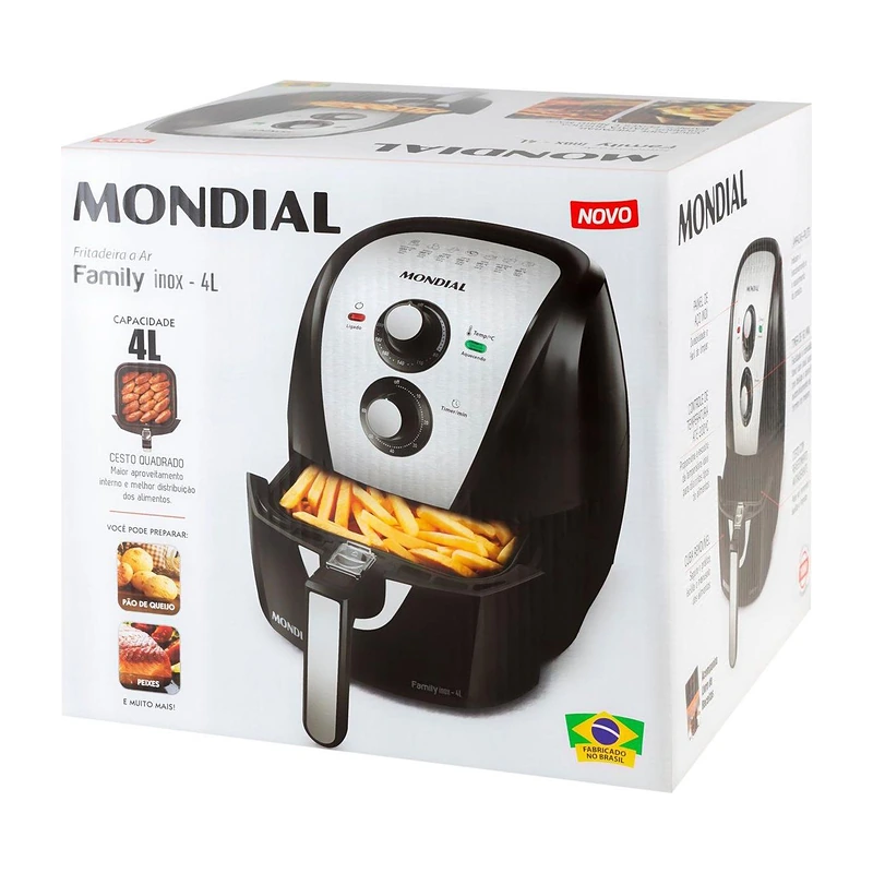 FREIDORA AIR FRYER MONDIAL 4LTS GRAND FAMILY INOX BLACK AFN-40-BI 3
