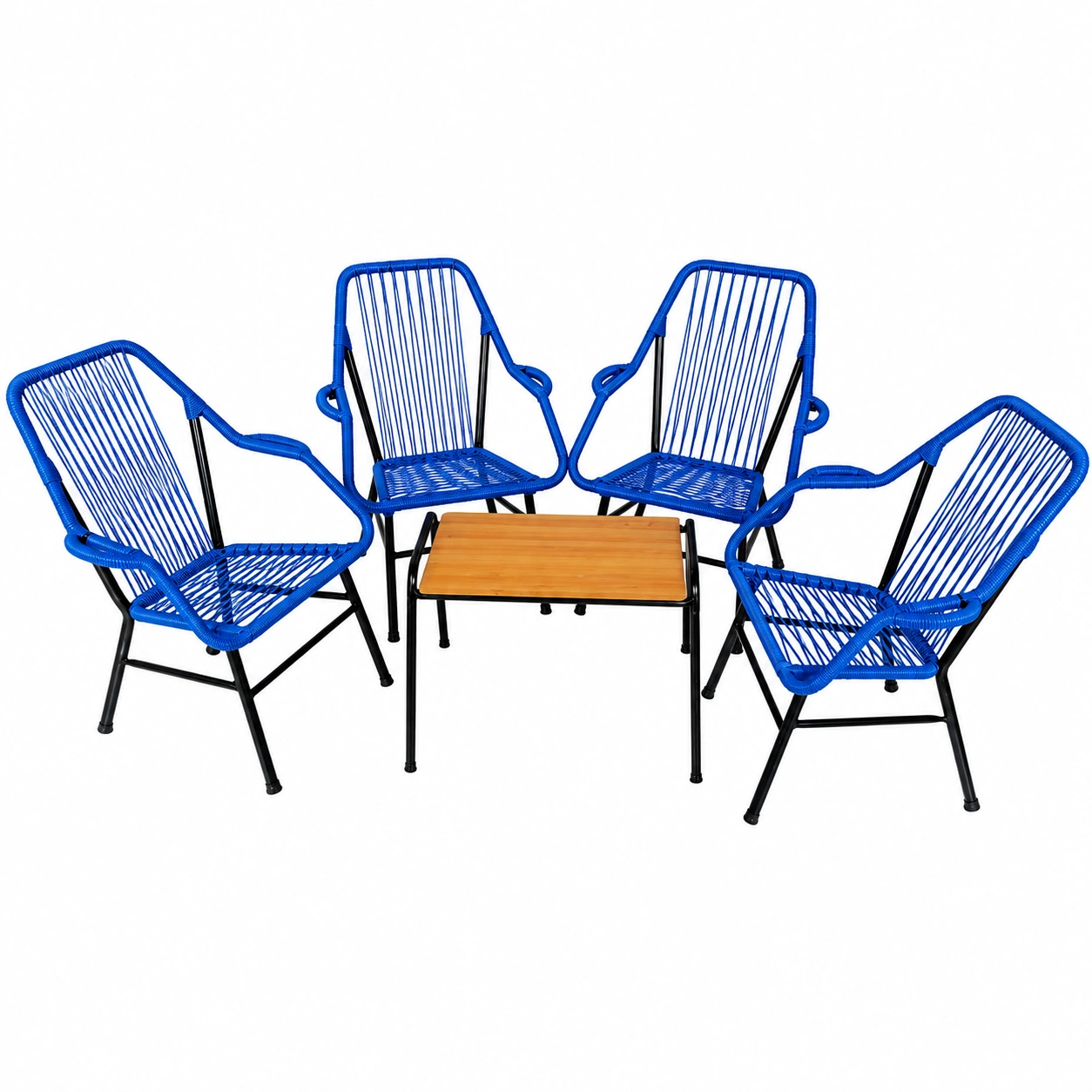 JUEGO DE 4 SILLONES MINI REPOSERA C/ 1 MESITA JUANK COD 075 AZUL 2