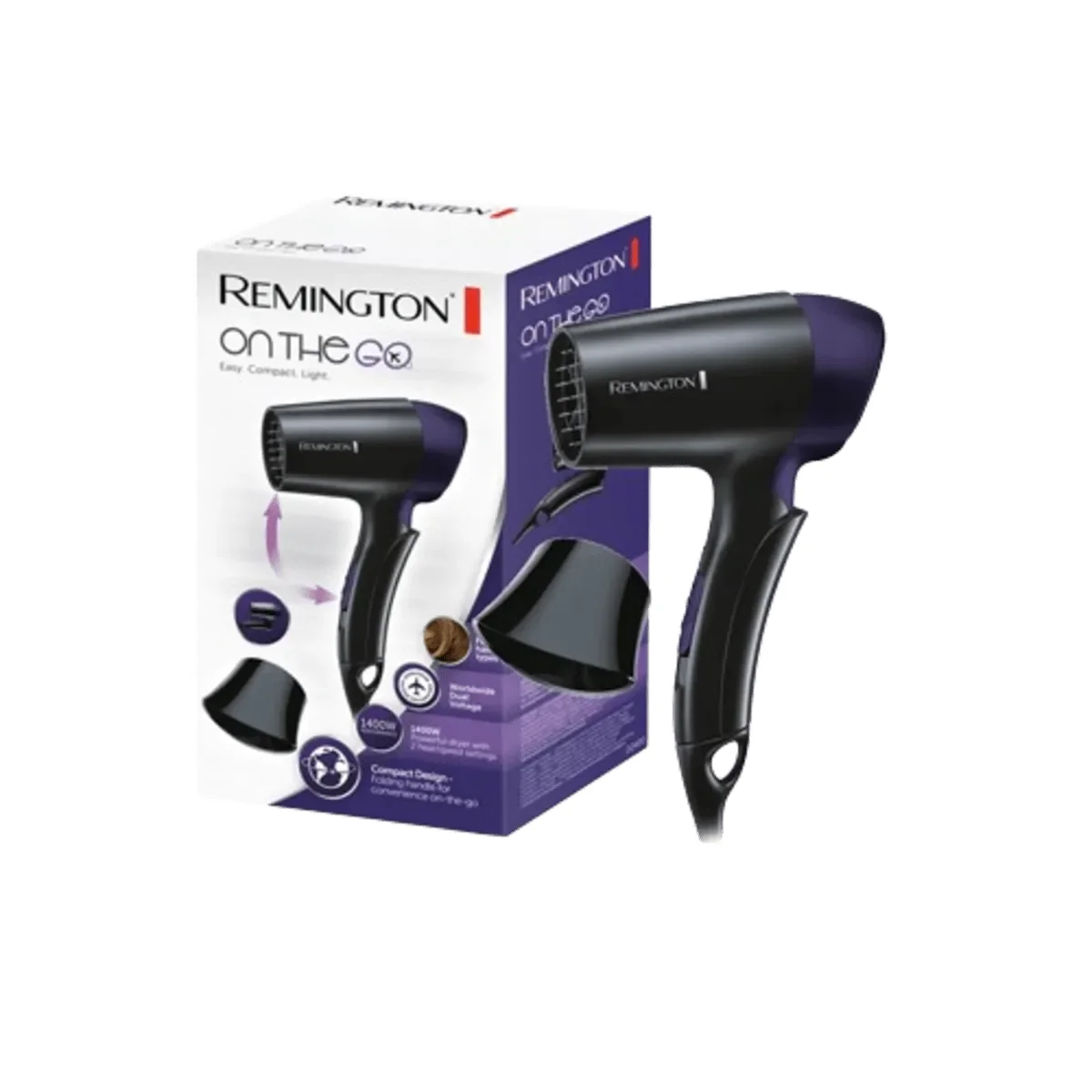 SECADOR DE PELO REMINGTON MOD D2400 BIVOLT 1400W P/VIAJE R167 2