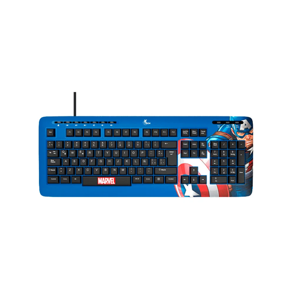 TECLADO XTECH USB CAPITAN AMERICA MULTIMEDIA XTK-M401CA AZUL