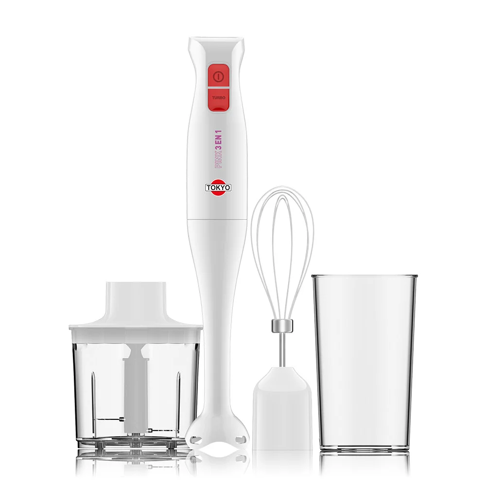 MIXER TOKYO PINK 3 EN 1 PIE INOX CON ACC BATIDOR Y PICADOR 400W T2572