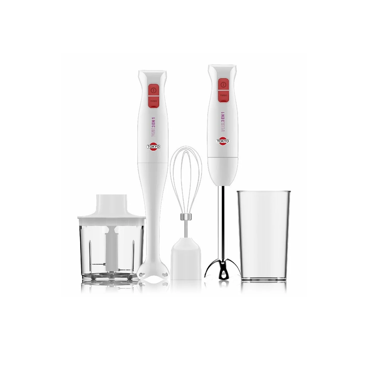 MIXER TOKYO PINK 3 EN 1 PIE INOX CON ACC BATIDOR Y PICADOR 400W T2572 2