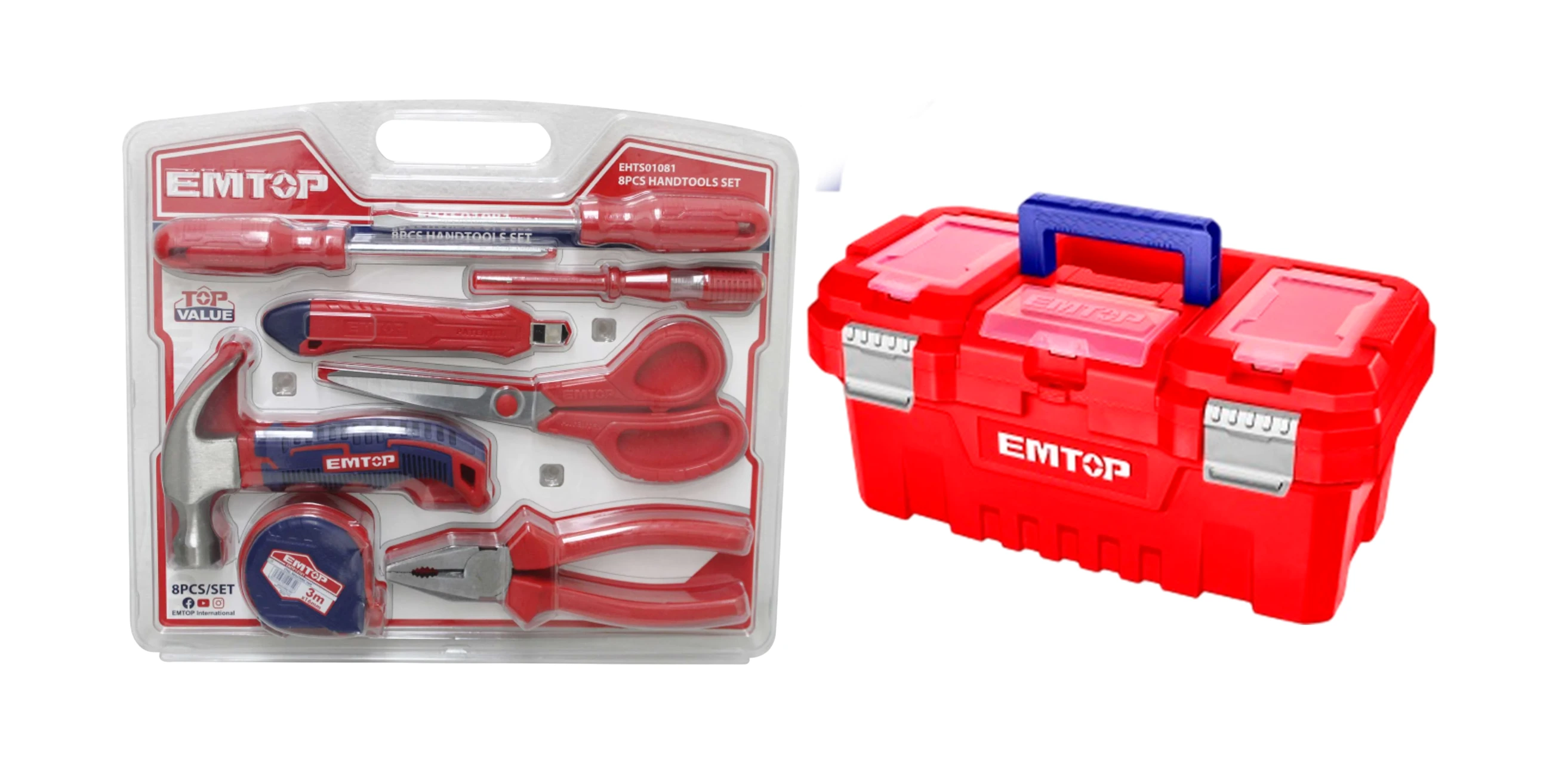 JUEGO DE HERRAMIENTAS MANUALES 8PZAS EMTOP- EHTS01081