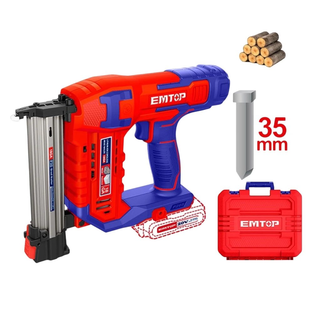 PISTOLA PARA CLAVOS (15-50MM). BL 20V + ACC. SIN BATERIA (M) EMTOP ELBNLI5005