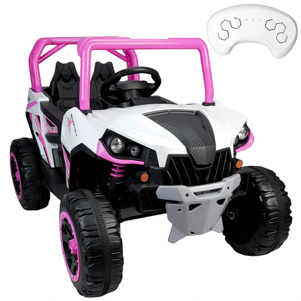 AUTO A PEDAL SUPER POWER ROSA CON BLANCO-JUGUETONES
