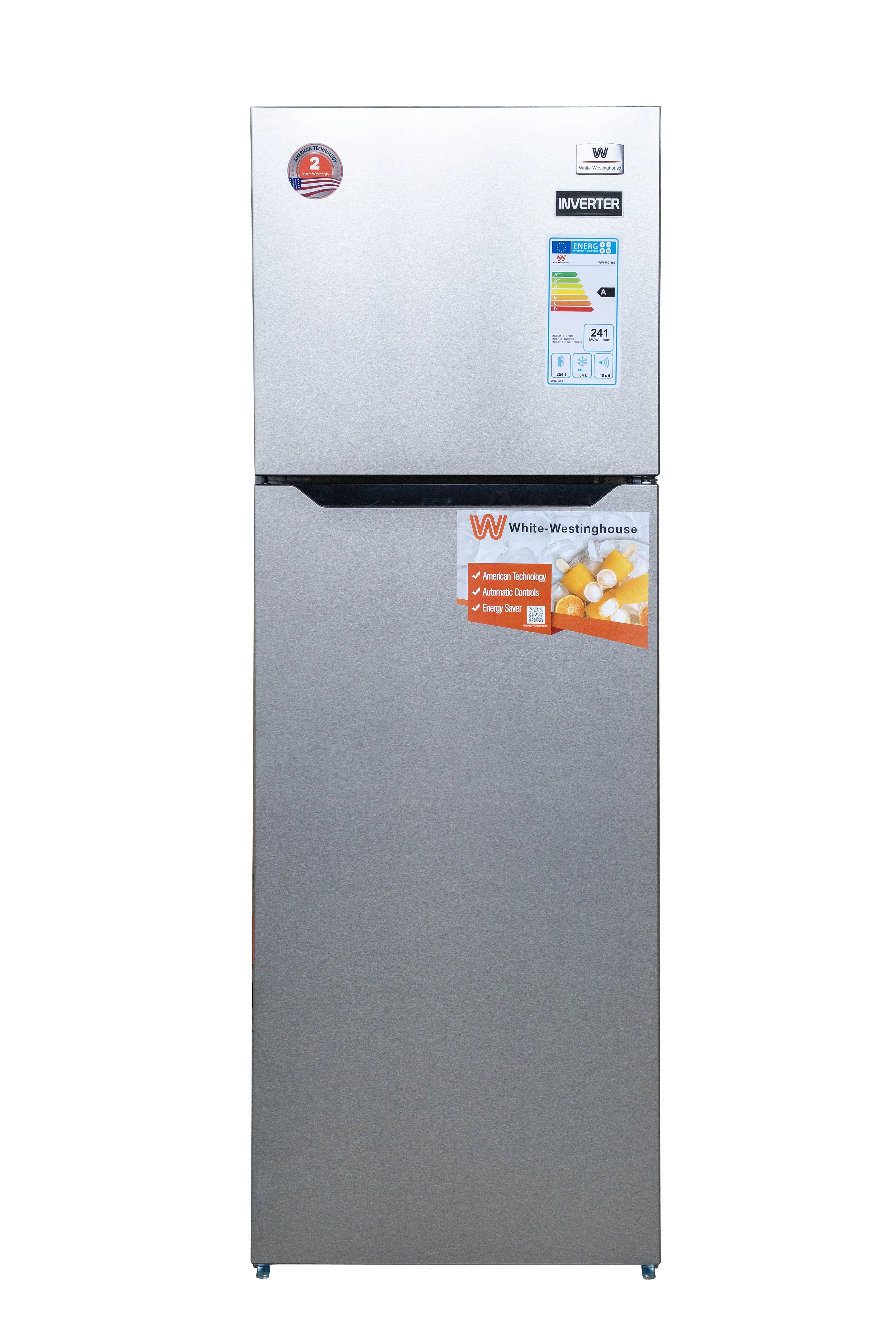 REFRIGERADOR WHITE WESTINGHOUSE TOP MOUNT INOX 360/338LTS INV FRIO SECO WW-MD-468