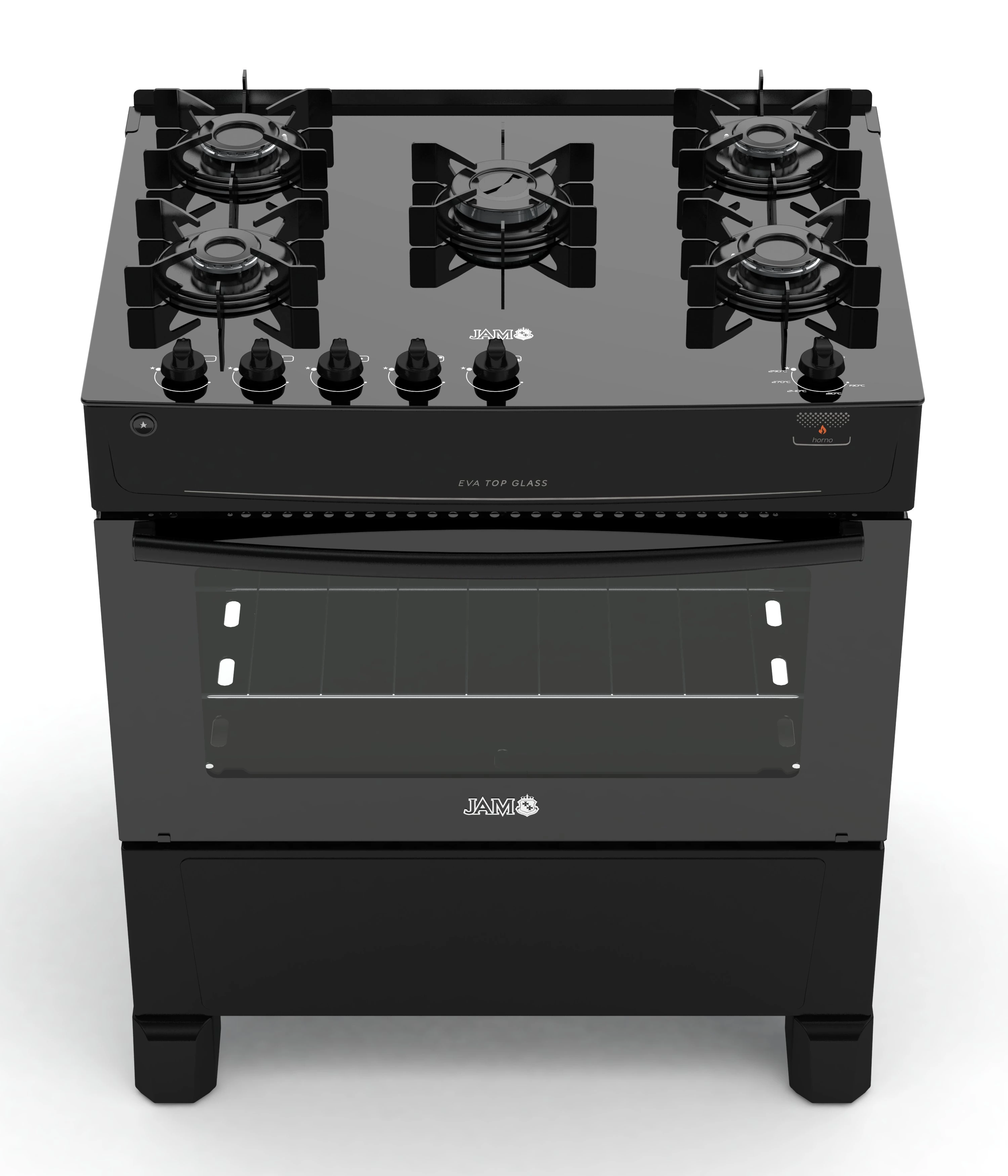 COCINA JAM EVA 5H A GAS TOP GLASS MESADA DE VIDRIO NEGRO 11466 2
