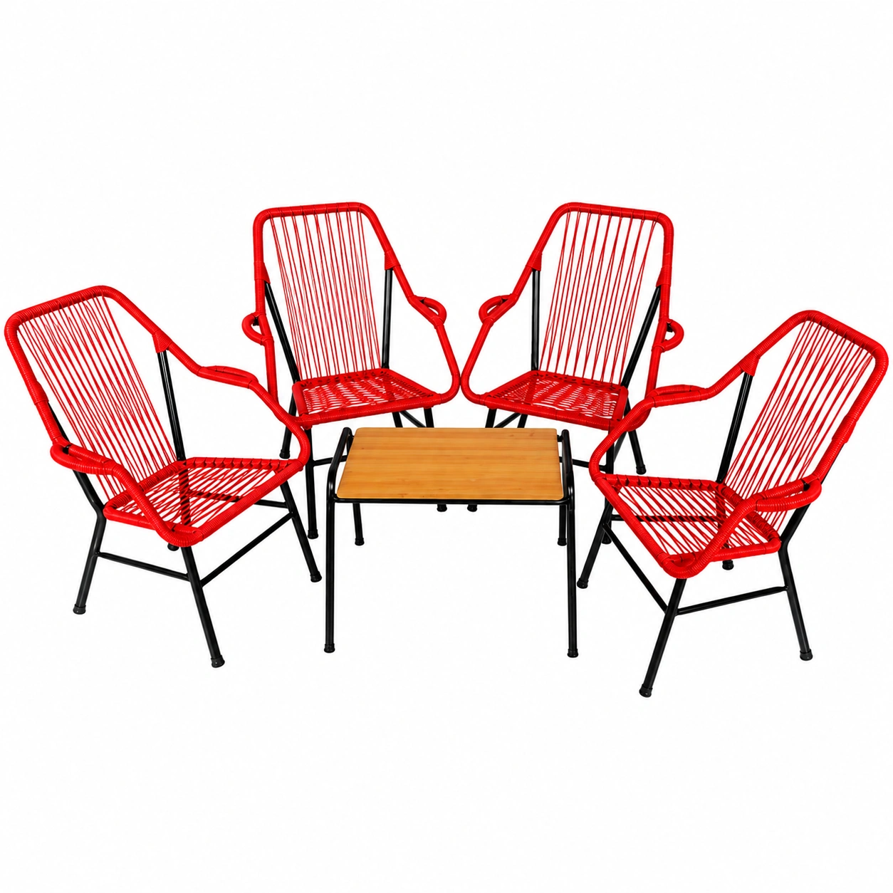 JUEGO DE 4 SILLONES MINI REPOSERA C/ 1 MESITA JUANK COD 075 ROJO 6