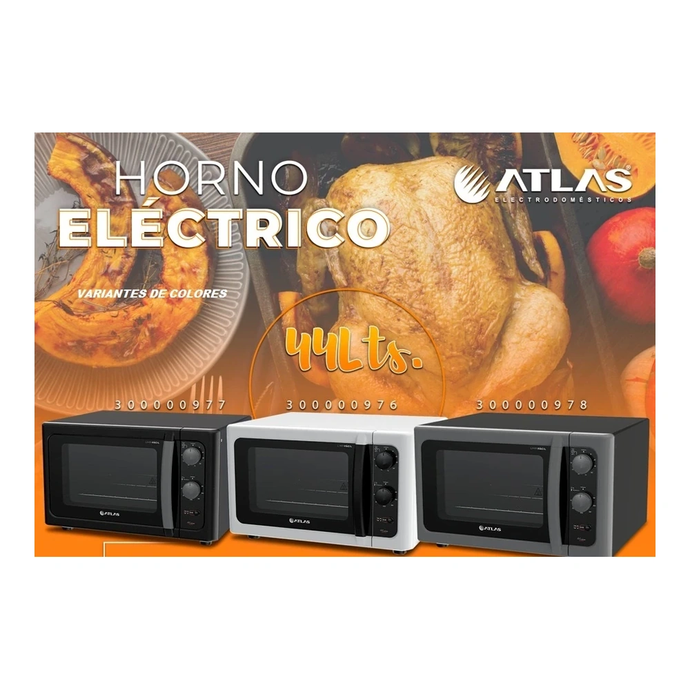 HORNO ELECTRICO ATLAS 44L 1750W BLANCO 300000976 3