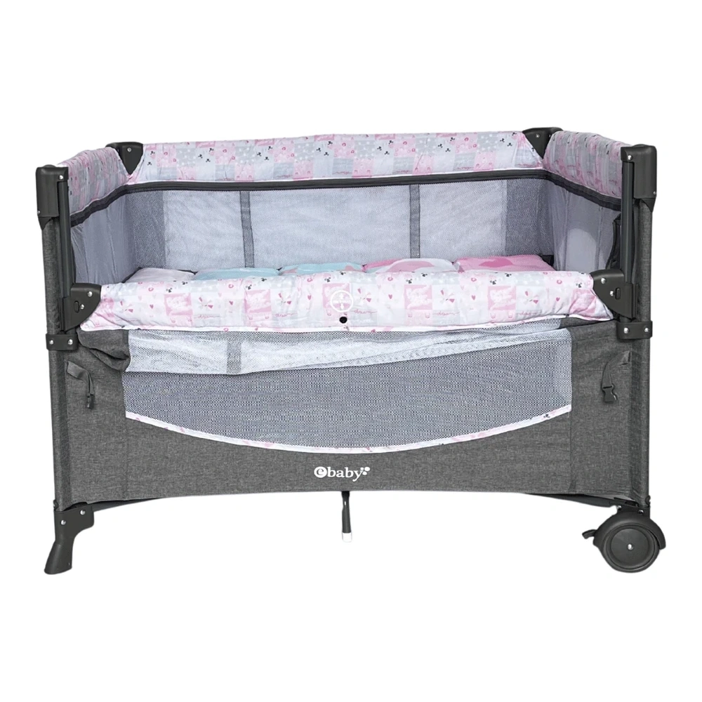 CUNA CORRAL NALA EBABY ROSA PASTEL/GRIS  751-2-GR-RS 2