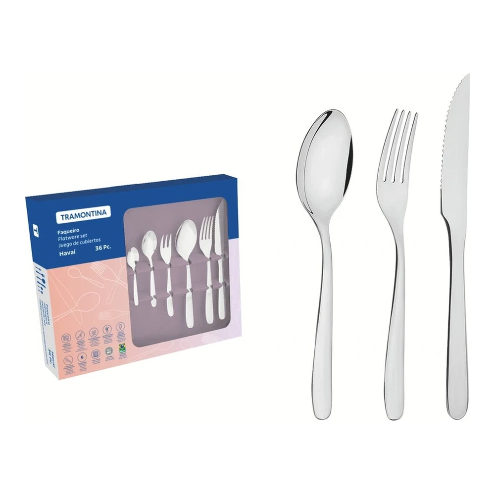 JUEGO  DE CUBIERTOS 36PZAS  HAVAI TRAMONTINA T669053 2