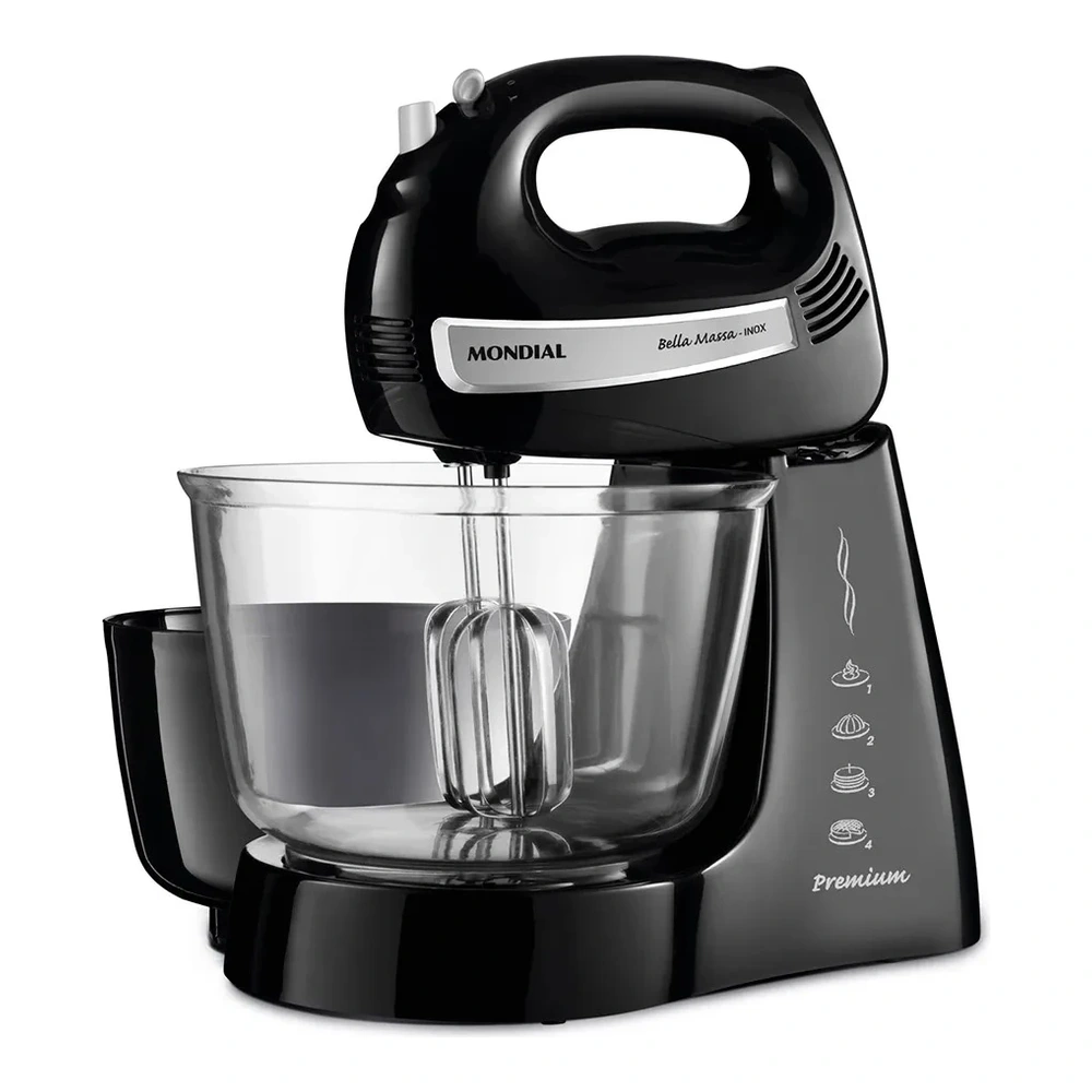 BATIDORA MONDIAL BELLA MASA INOX 500W 4 VELOCIDADES / 2 BOLS
