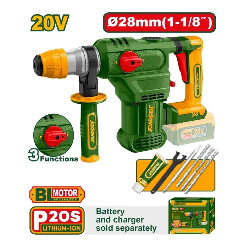 Rotomartillo SDSp 4.5J 20V BL + Acc. Sin Bat. Jadever Caja