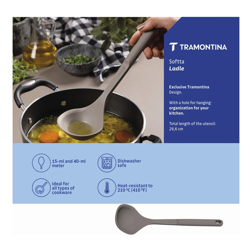 CUCHARÓN SOFTTA GRIS TRAMONTINA T258541 4