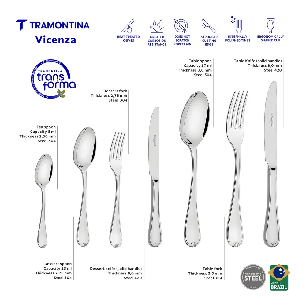 JUEGO DE CUBIERTOS 101PZAS VICENZA TRAMONTINA T669242 4
