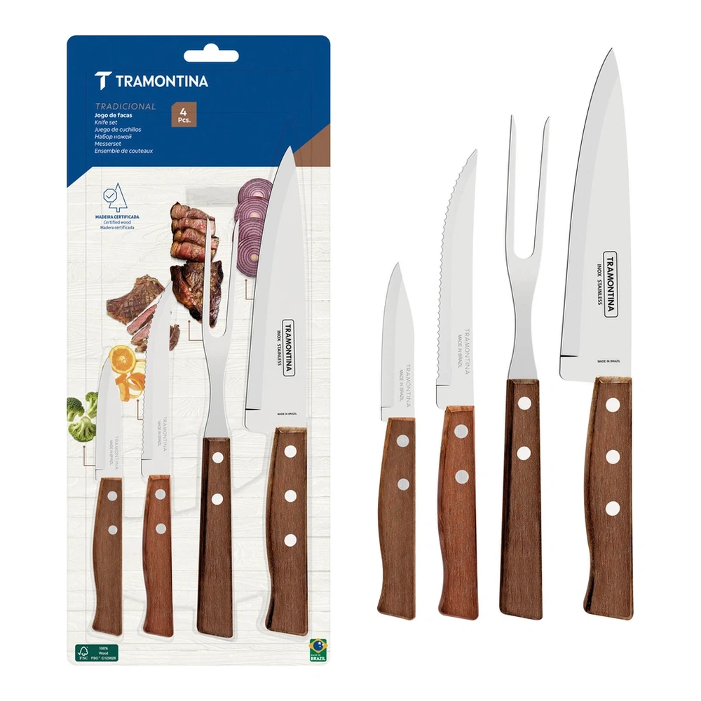 JUEGO CUCHILLOS 4 PZAS TRADICIONAL TRAMONTINA T222996