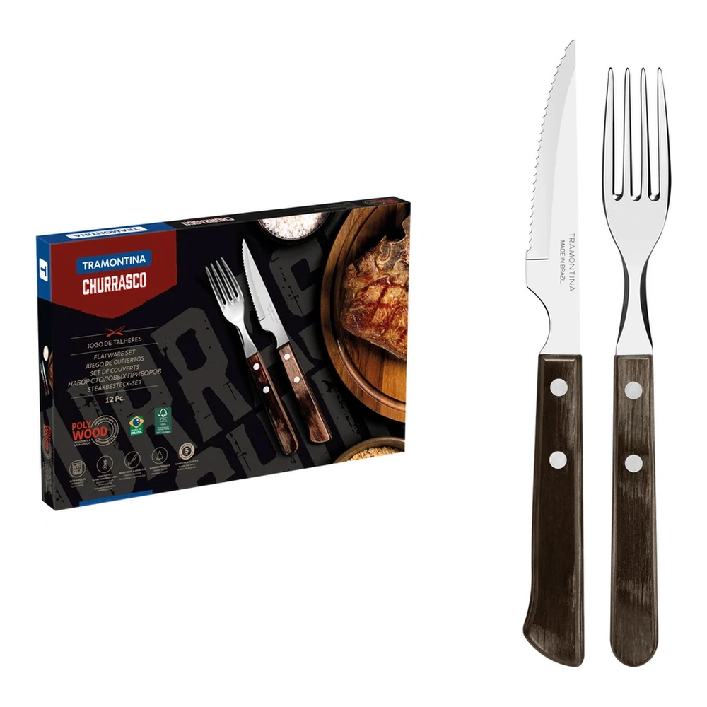 JUEGO   PARA ASADO 12 PZAS POLYOOD TRAMONTINA T21199 2