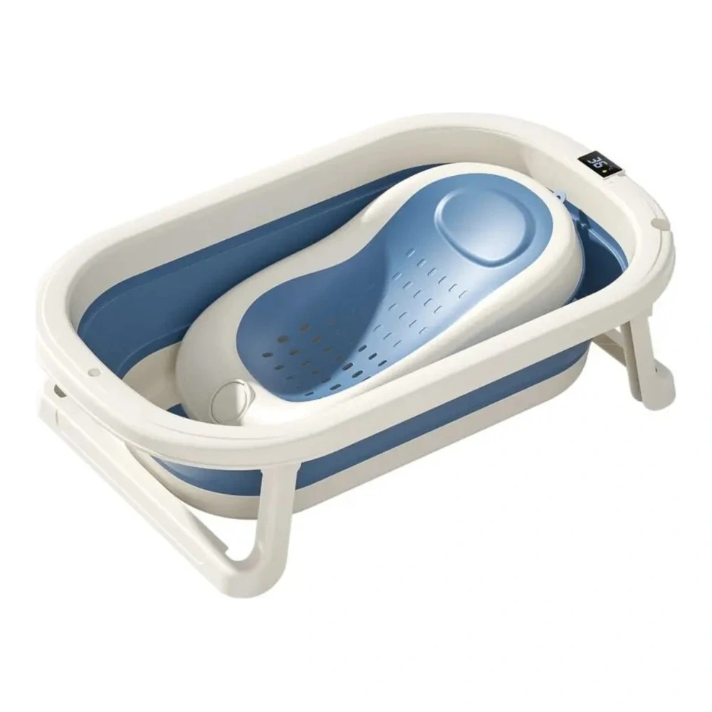 BAÑERA PLEGABLE MAMI LOVE CON TERMOMETRO AZUL