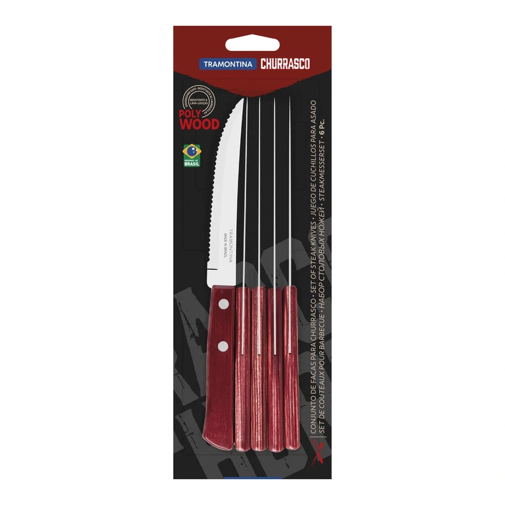 JUEGO   CUCHILLOS ASADO 6 PZAS CHURRASCO TRAMONTINA T211988 3