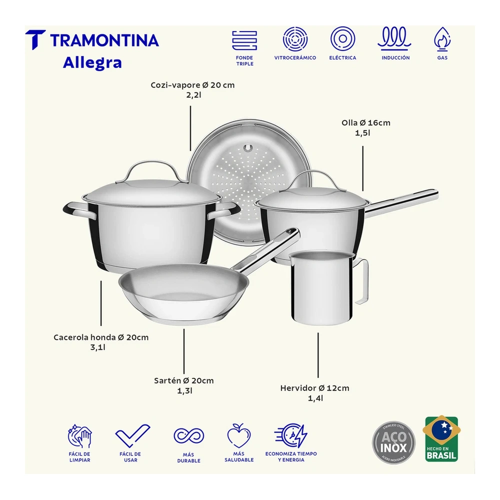 JUEGO DE COCINA 5 PZAS  TRAMONTINA T65660A 4