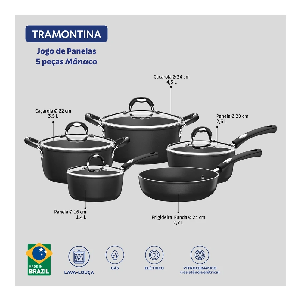 JUEGO DE COCINA 5 PZAS MONACO TRAMONTINA T208993 3