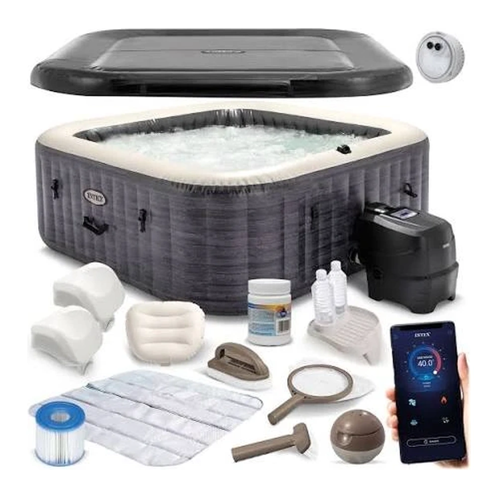 HIDROMASAJE CUADRADO 239X71 CM PARA 6 PERSONAS DE 1.098 LITROS. (BURBUJAS 170 + CHORRO DE MASAJES + APLICACION PARA APP-STORE & PLAY-STORE) 800W-2.200W I28452