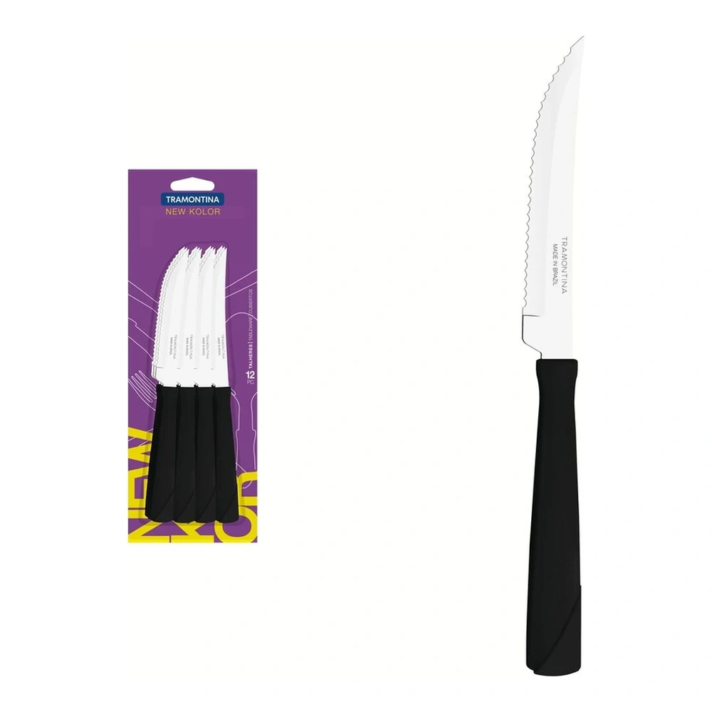 JUEGO CUCHILLOS ASADO 12PZAS NE KOLOR TRAMONTINA T231601