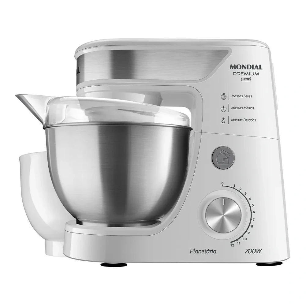 BATIDORA PLANETARIA MONDIAL 700W PREMIUM INOX - 2 BOLS - BLANCO