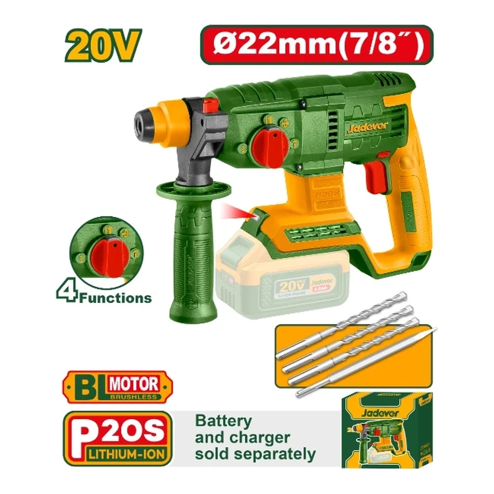 Rotomartillo SDSp 2.0J. 20V. Sin Bateria. Jadever Caja*