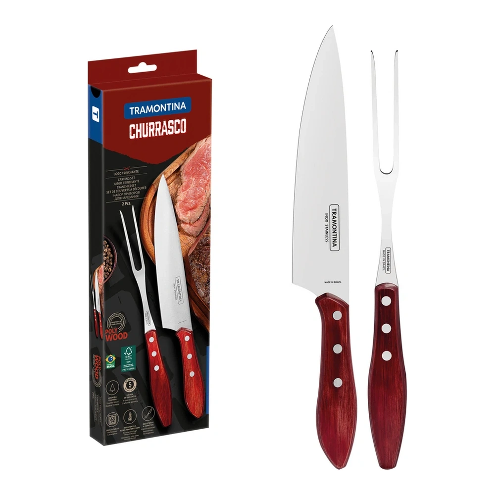 JUEGO PARA ASADO 2 PZAS POLYOOD TRAMONTINA T211982