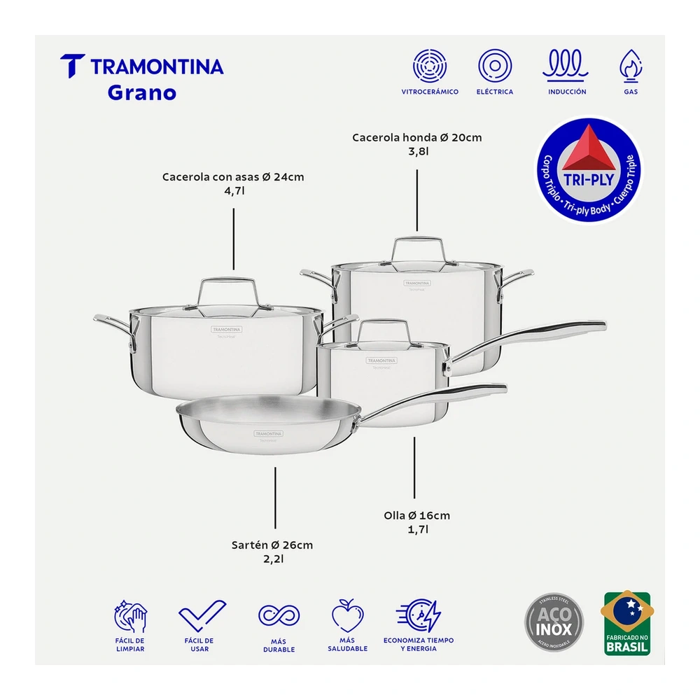 JUEGO DE COCINA 4PZ  GRANO TRAMONTINA T651401 4