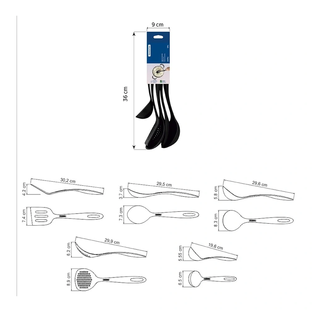 JUEGO  DE UTENSILIOS 5 PZAS ABILITY TRAMONTINA T251995 5