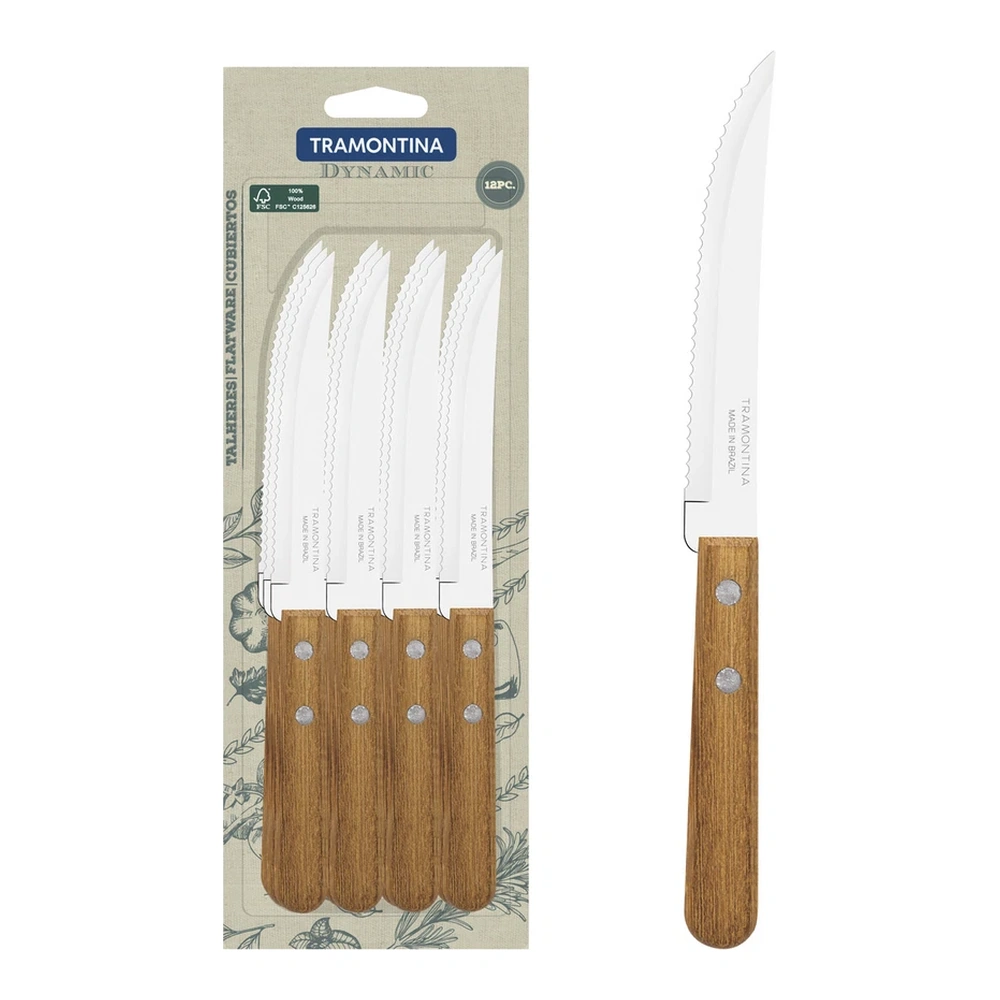 JUEGO  CUCHILLO ASADO 12 PZAS DYNAMARILLOIC TRAMONTINA T22300 2