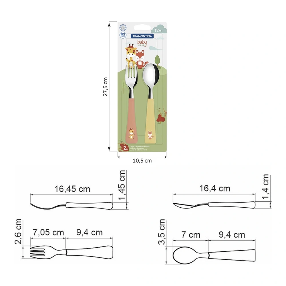 JUEGO  CUBIERTOS INFANTIL 2PZAS BABY FRIENDS TRAMONTINA T23797A 5