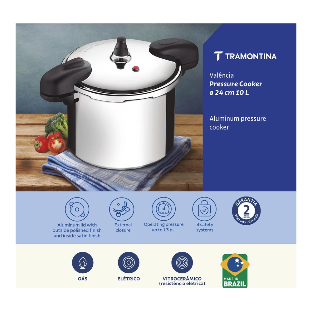 OLLA DE PRESION 24CM 10L VALENCIA TRAMONTINA T20564 5