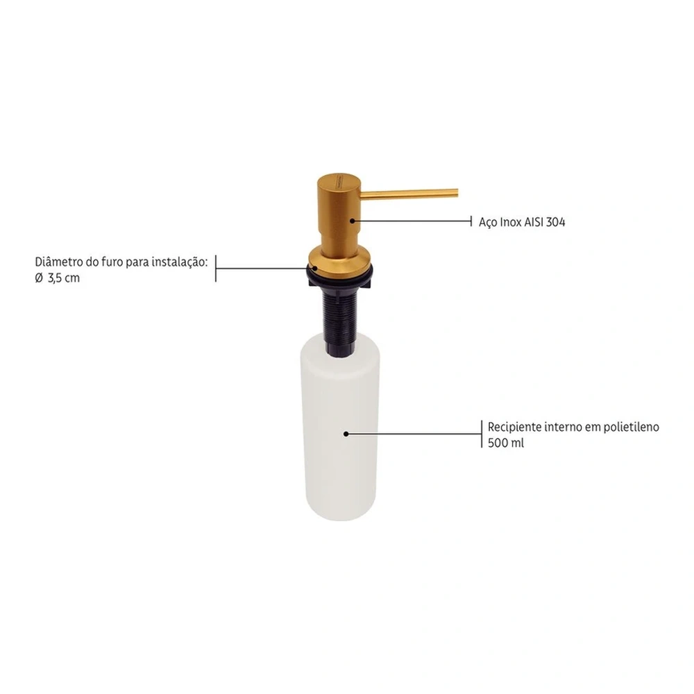 DISP JABON INOX 304 GOLD 500ML TRAMONTINA T945172 5