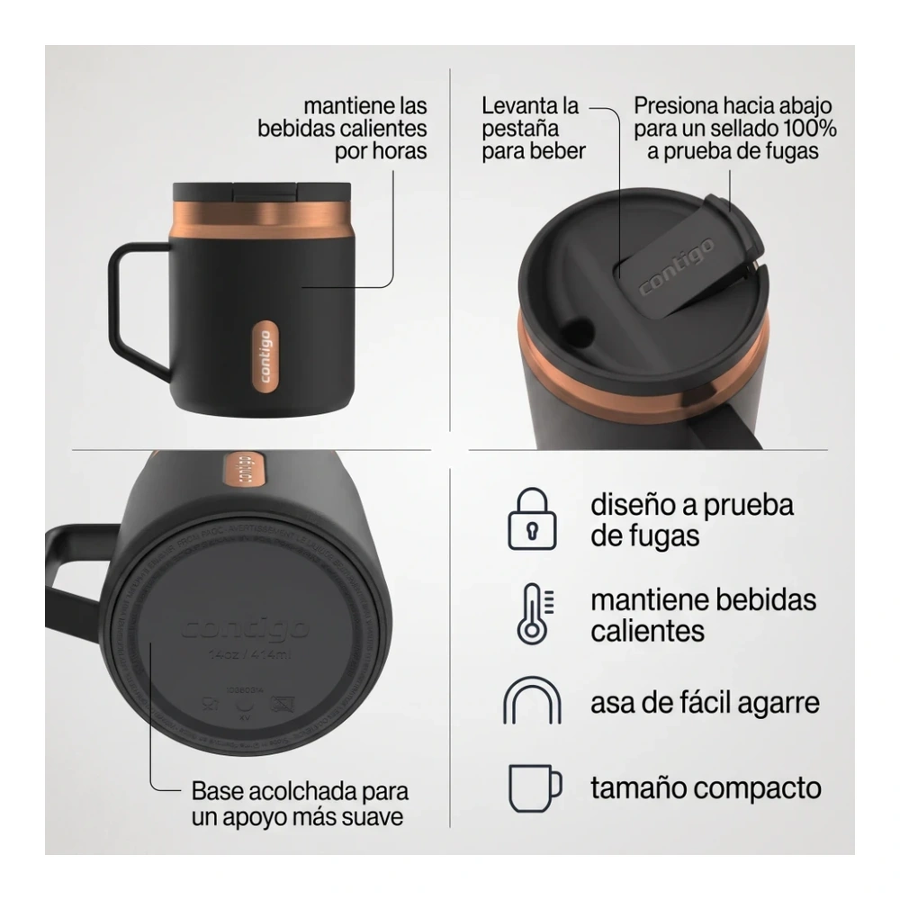 CONTIGO SNAPSEAL MUG TÉRMICO 414 ML – LICORICE BRONZE 4