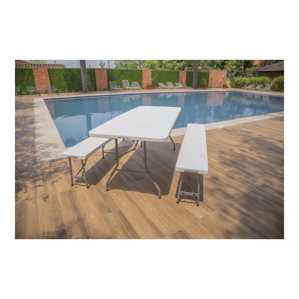 JUEGO DE MESAS RECTANGULARES CON BANCOS PLEGABLES 6 PERSONAS – (MPRB1802BPB)