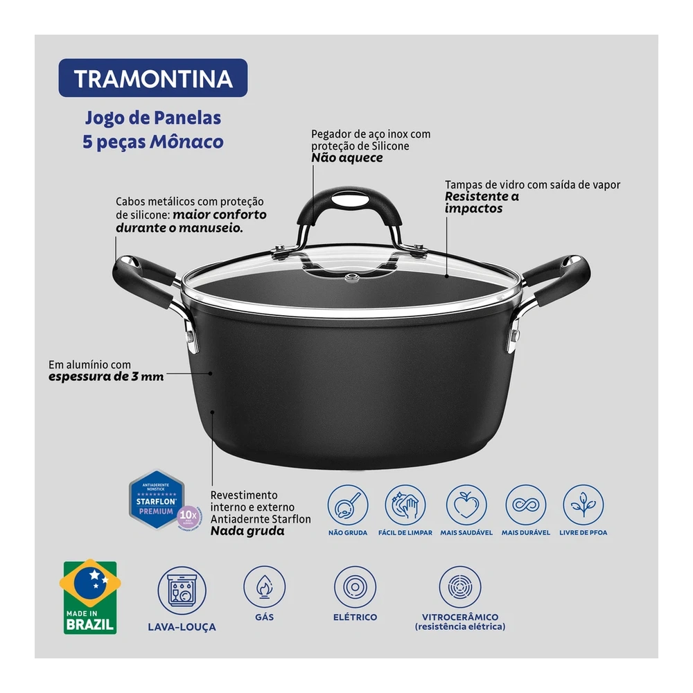 JUEGO DE COCINA 5 PZAS MONACO TRAMONTINA T208993 4