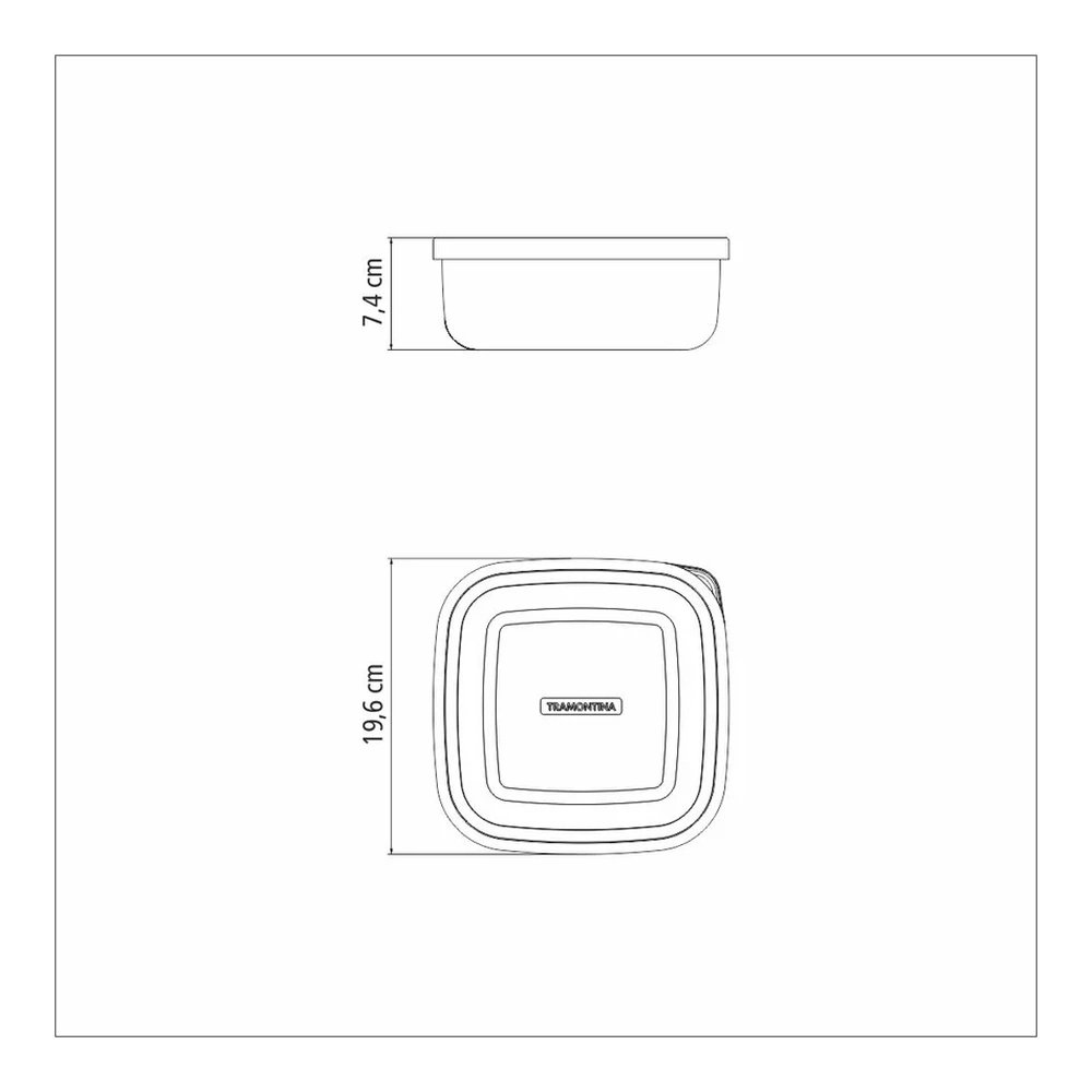 CONTENEDOR CUADRADO ACERO INOXIDABLANCOE C TAPA TRAMONTINA T612232 5