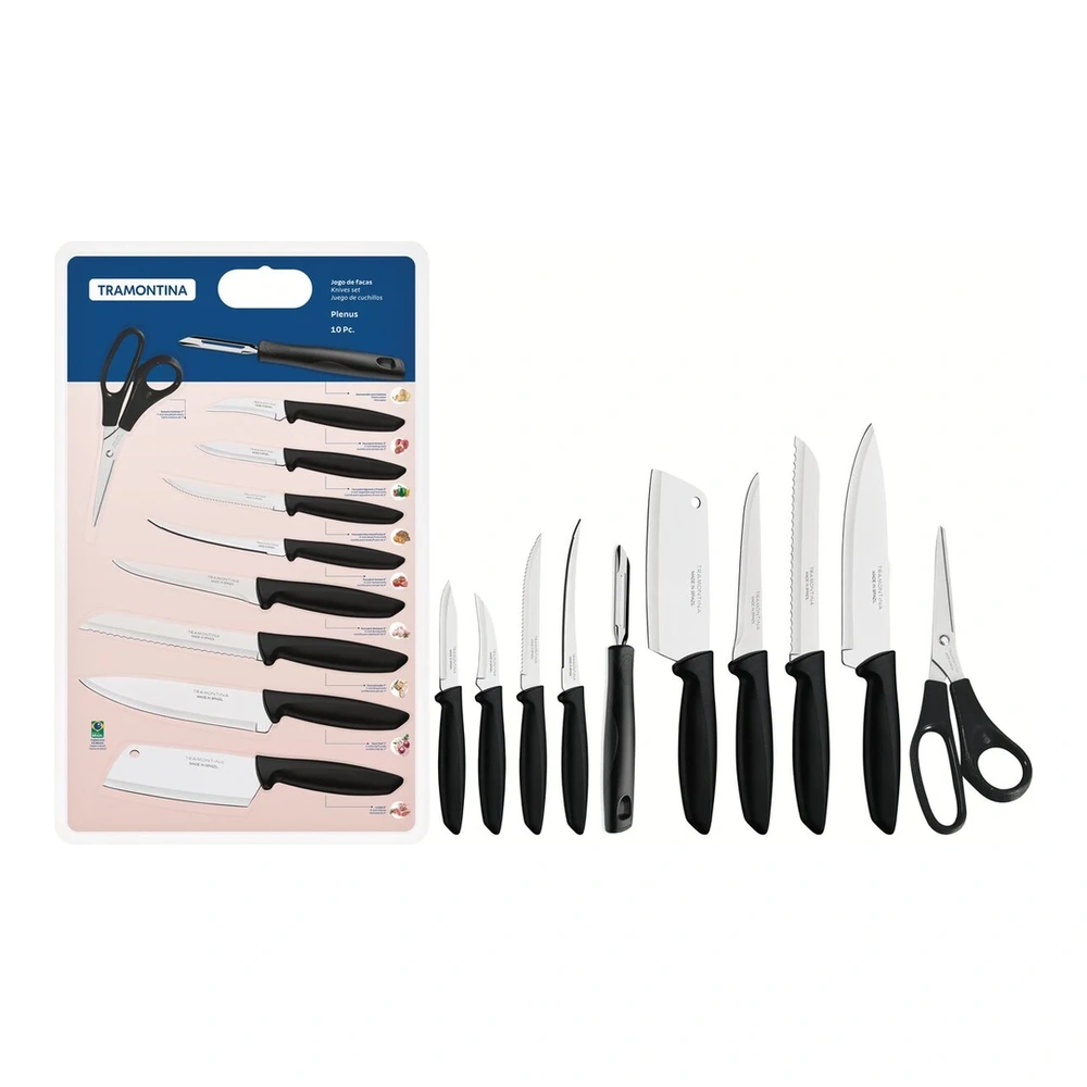 JUEGO DE CUCHILLOS 10 PZAS PLENUS TRAMONTINA T23498