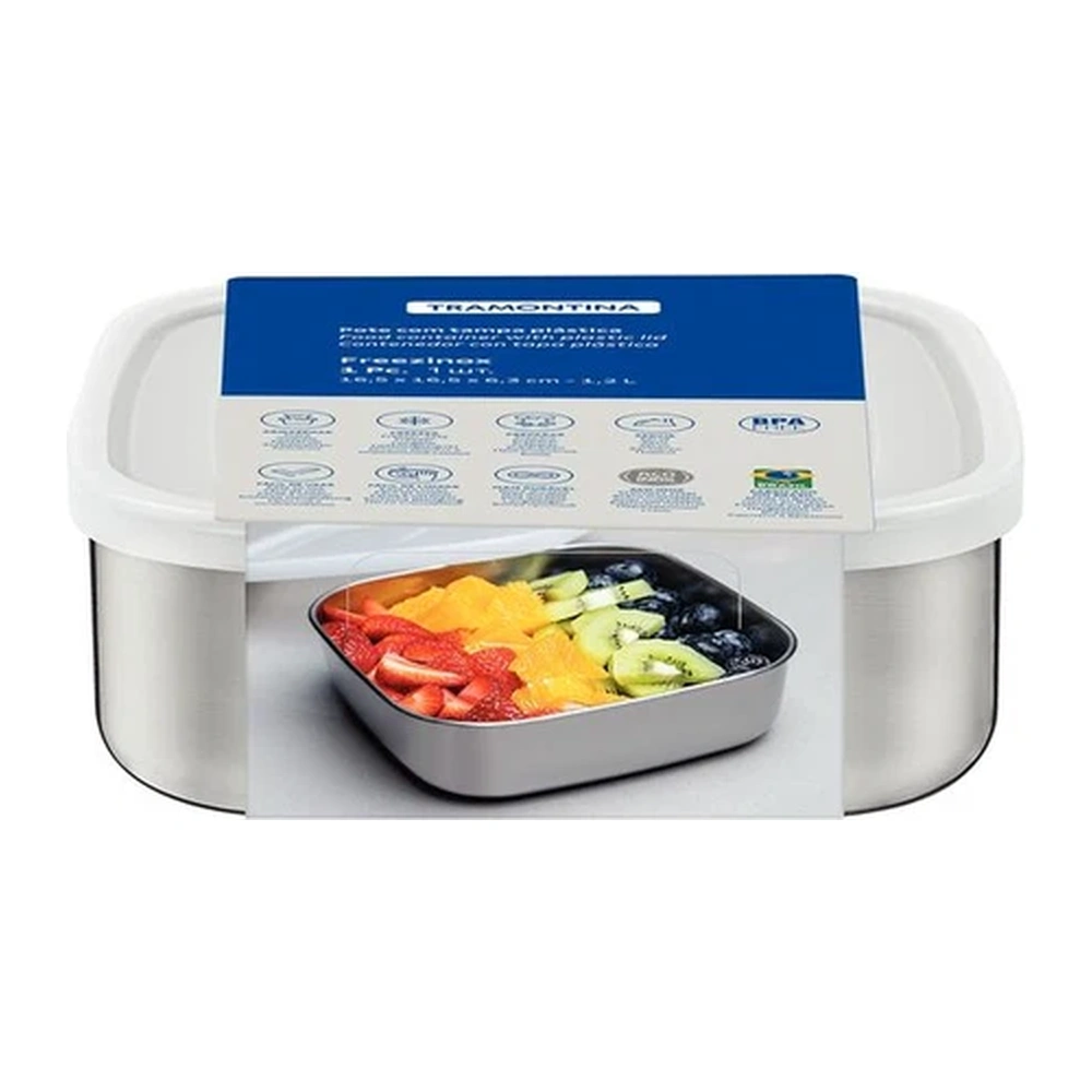 CONTENEDOR CUADRADO ACERO INOXIDABLANCOE C TAPA TRAMONTINA T612233 5