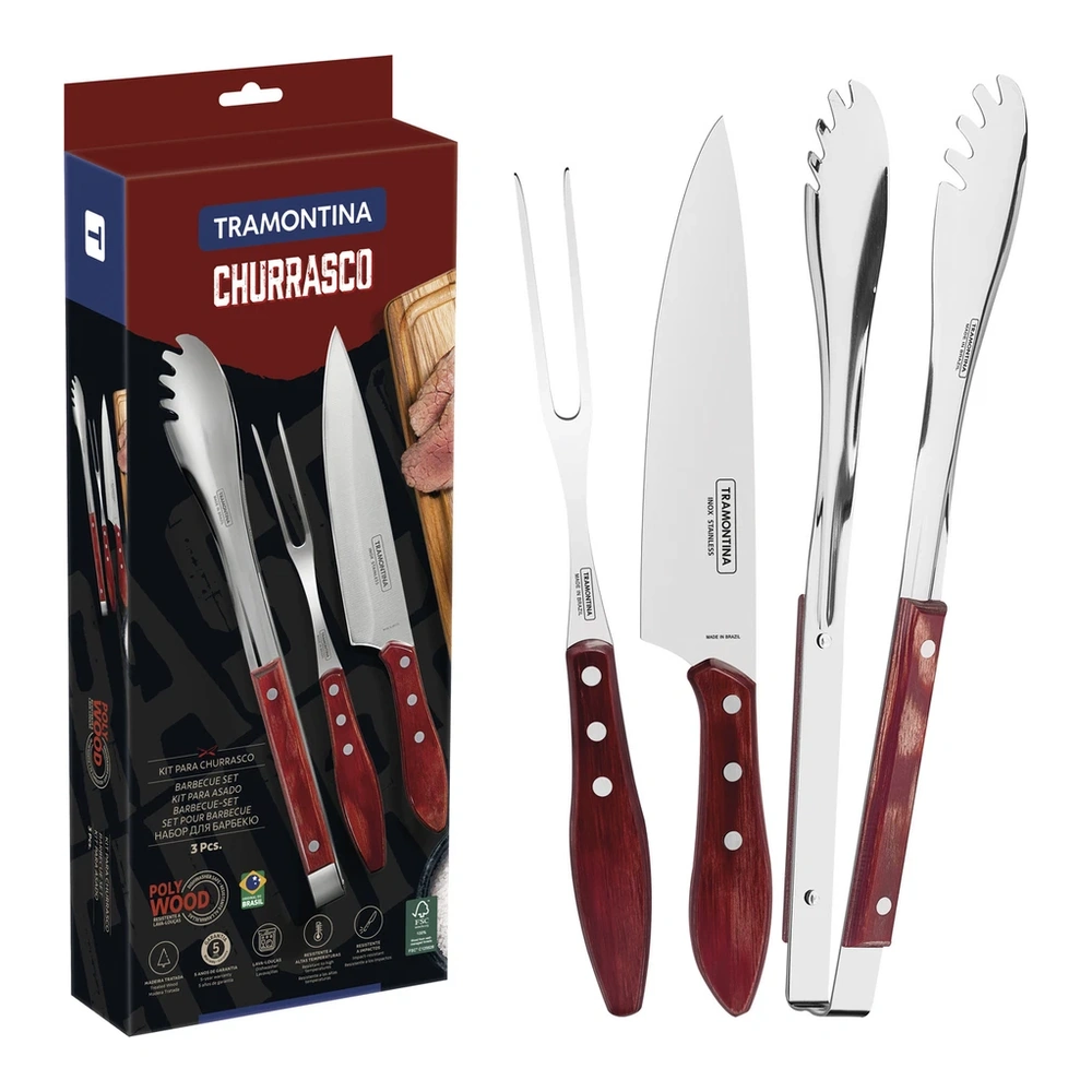 JUEGO   PARA ASADO 3 PZAS POLYOOD TRAMONTINA T211983 2