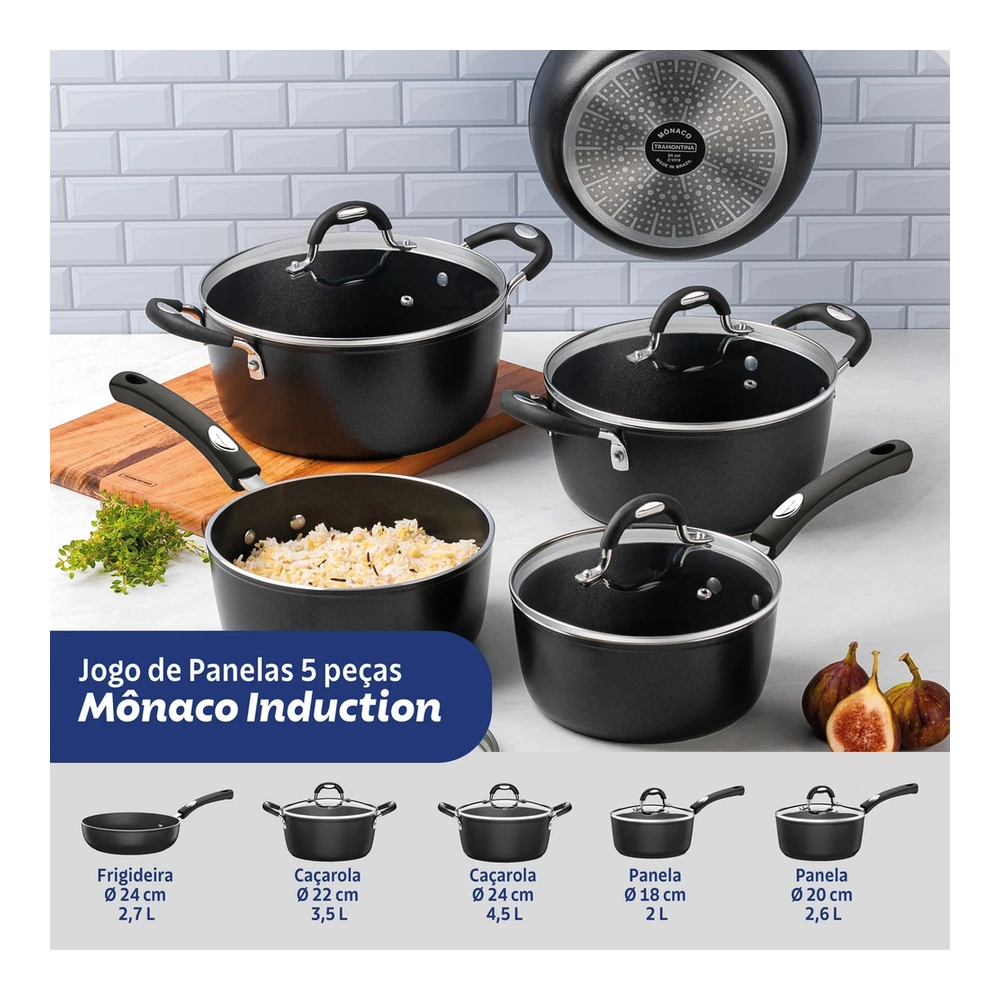 JUEGO DE COCINA 5 PZAS MONACO INDUCTION TRAMONTINA T287994 4