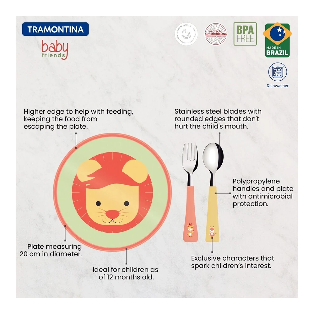JUEGO  INFANTIL 3PZAS BABY FRIENDS TRAMONTINA T23797C 4