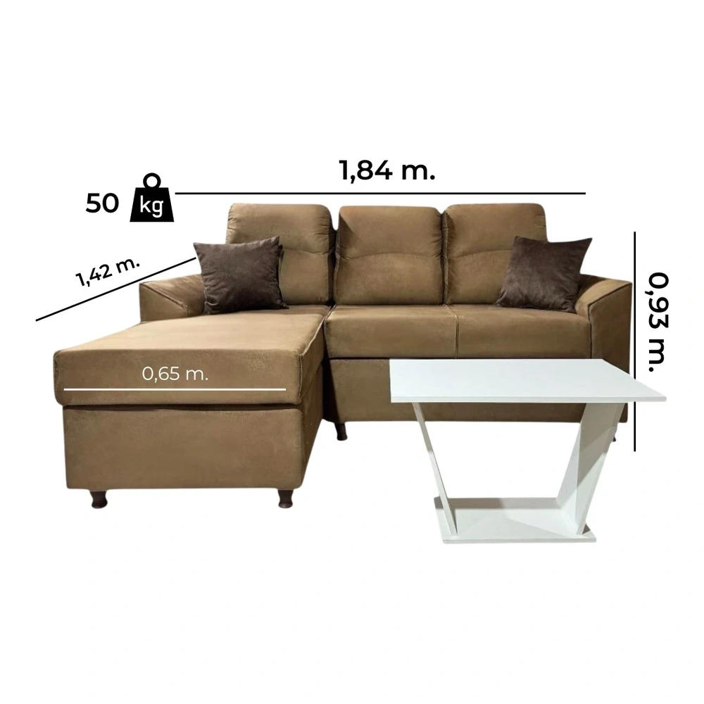 Sofá Unanime New San Lorenzo 2L + Chaise Beige 2