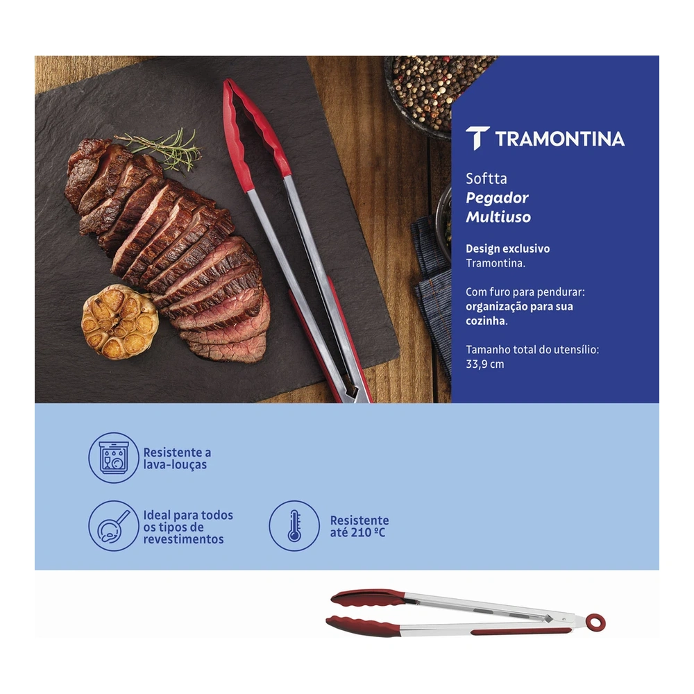 PINZA MULTIUSO 33,9 CM SOFTTA ROJO TRAMONTINA T258574 5