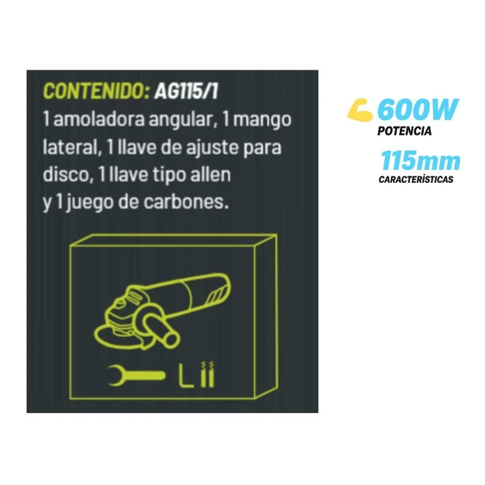 AMOLADORA ANGULAR. 115MM 900W 3